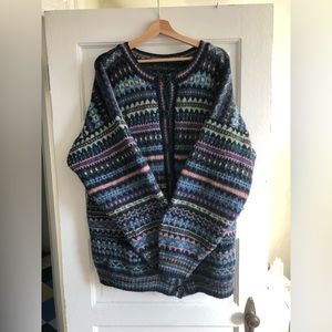 Handmade Chevron Patterned Wool Cardigan